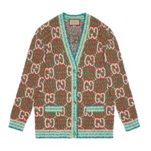 NWOT Gucci Vibrant Red and Green Knit Cardigan